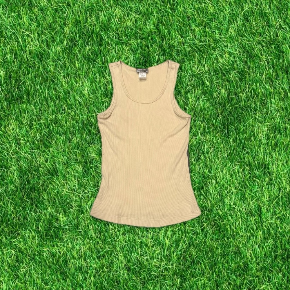 vtg 90s/y2k rave brand tan ribbed tank top